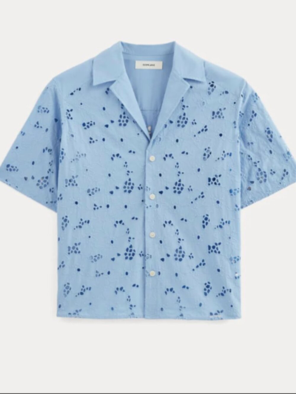 Everlane The Eyelet Camp Shirt Sky Blue Size Medium NWOT